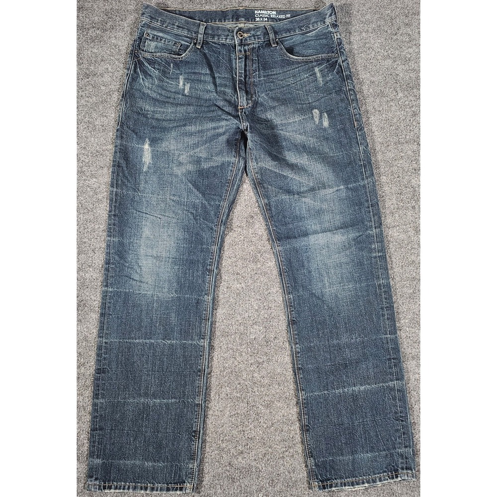 Sean John Jeans Mens 36x34 Blue Medium Wash Hamilton Classic Relaxed Fit